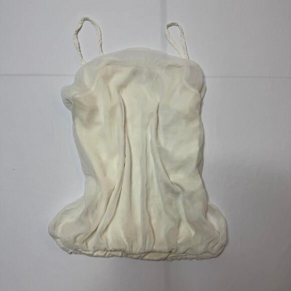 Forever 21 Vintage 2000s Size Small Flowy and feminine, this cream chiffon - Picture 3 of 5